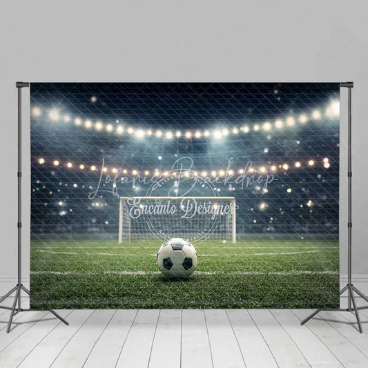 Lofaris Dynamic Soccer Field Backdrop Stadium Lights Football Game Night Photography Background for Sports Party