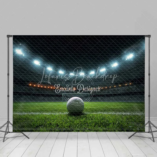 Lofaris Dynamic Soccer Stadium Night Game Backdrop Bright Field Lights Sports Photography Birthday Party Decor