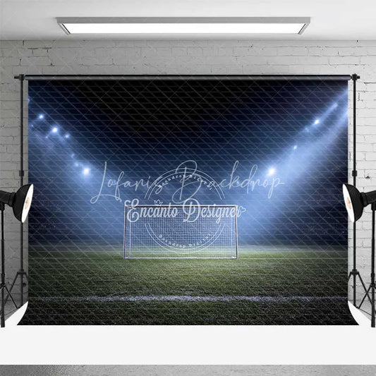 Lofaris Dynamic Sports Soccer Goal Field Backdrop Night Game Stadium Lights Photography Background for Party Decor
