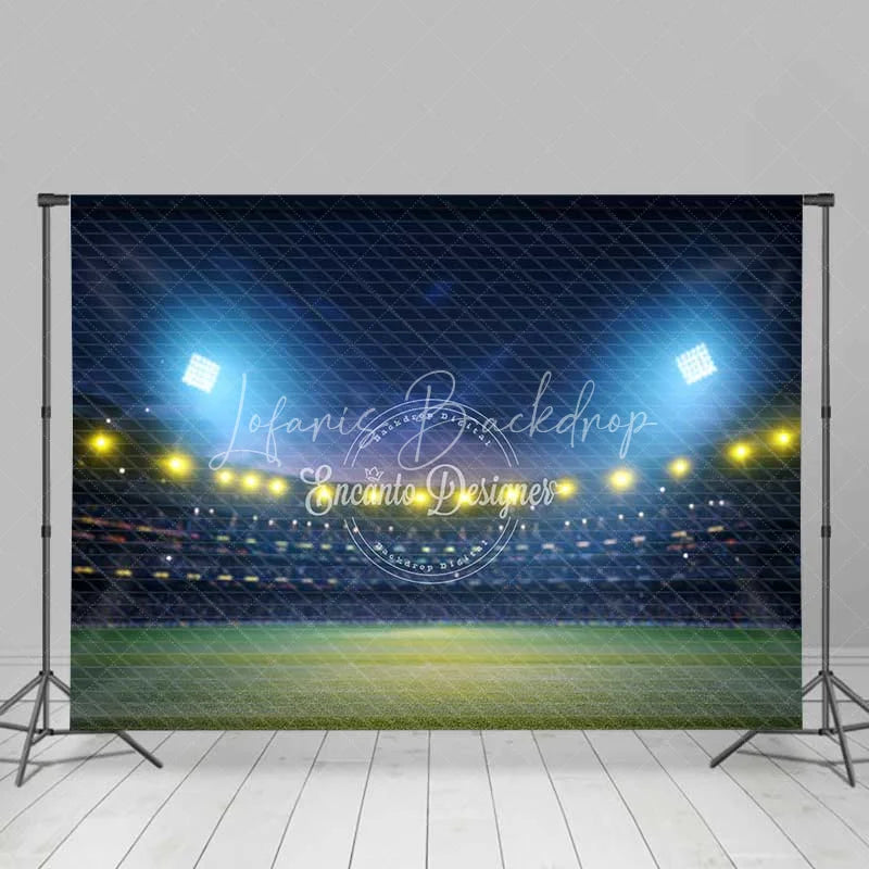 Dynamic Sports Stadium Night Game Backdrop, Bright Floodlights Green ...