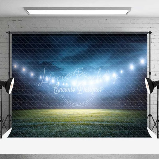 Lofaris Dynamic Sports Stadium Photography Backdrop Bright Lights Green Field Night Sky Background for Events