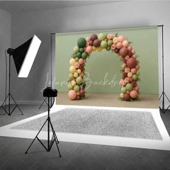 Lofaris Earth Tone Balloon Arch Photography Backdrop with Roses Boho Floral Decor for Wedding Bridal or Baby Shower