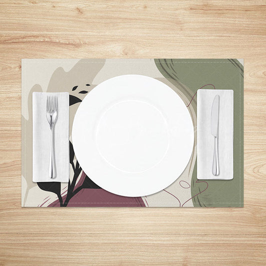 Lofaris Earth Tone Landscape Painting Placemats Set of 4 Abstract Mountain Art for Rustic Dining Table Decor