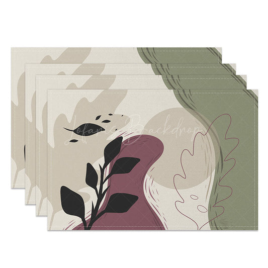 Lofaris Earth Tone Landscape Painting Placemats Set of 4 Abstract Mountain Art for Rustic Dining Table Decor