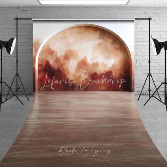Lofaris Earthy Terracotta and Brown Abstract Arch Sweep Backdrop Painterly Cloud Texture for Studio Photography