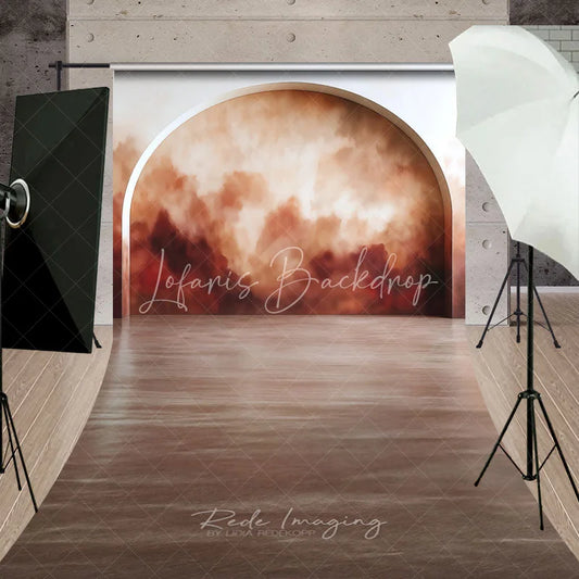 Lofaris Earthy Terracotta and Brown Abstract Arch Sweep Backdrop Painterly Cloud Texture for Studio Photography