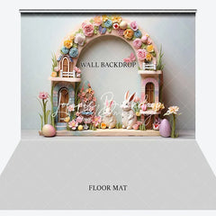 Lofaris Easter Bunny Floral Arch Combo Set Backdrop Pastel Spring Eggs and Whimsical Fairy House Party Decor