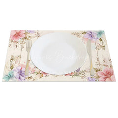 Lofaris Easter Bunny Purple Egg Set of 4 Placemats Pink Floral Rabbit Table Mats for Spring Holiday