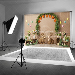 Lofaris Easter Carrot Arch and Bunny Backdrop Spring Garden Egg Hunt Photography Background