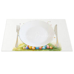 Lofaris Easter Colorful Tree Set of 4 Placemats Rainbow Eggs Heart Leaves Table Mats Spring Holiday Kitchen Decor