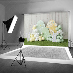 Lofaris Easter Decoration Backdrop Daisy Pattern Eggs Balloon Clouds Photography Background Spring Party