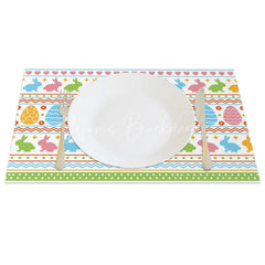 Lofaris Easter Set of 4 Placemats Colorful Bunny Egg Stripes Geometric Pattern Spring Dining Table Mats