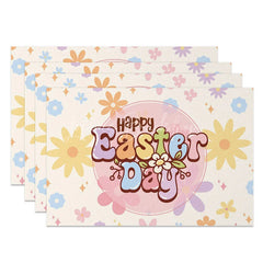 Lofaris Easter Set of 4 Placemats Retro Flower Happy Day Groovy Daisy Pastel Dining Table Mats