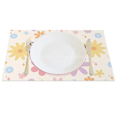 Lofaris Easter Set of 4 Placemats Retro Flower Happy Day Groovy Daisy Pastel Dining Table Mats