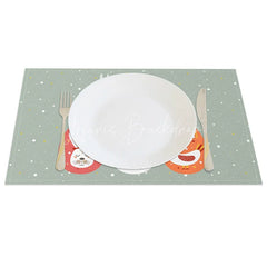 Lofaris Easter Set of 4 Placemats Sage Green Happy Cute Chicken Bunny Eggs Dining Table Mats