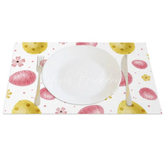 Lofaris Easter Set of 4 Placemats Watercolor Pink Gold Eggs Spring Floral Happy Dining Table Mats