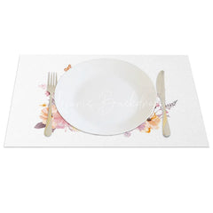 Lofaris Easter Set of 4 Placemats White Rabbit Flower Crown Spring Butterfly Floral Dining Table Mats