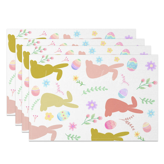 Lofaris Eggs Floral Leaf Bunny Easter Set Of 4 Placemats