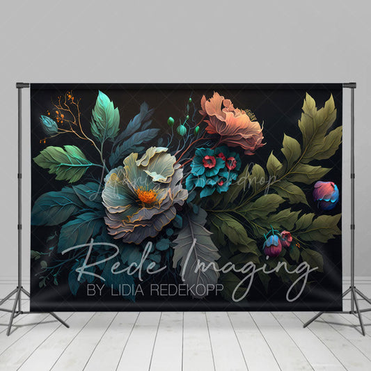 Lofaris Eleagnt Teal Abstract Spring Floral Photo Backdrop