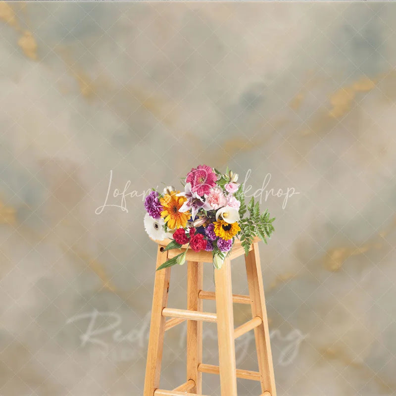Lofaris Elegant Abstract Gold Textured Photography Backdrop Light Blue and Beige Artistic Studio Prop