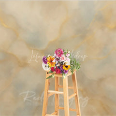 Lofaris Elegant Abstract Textured Photography Backdrop with Gold Veins Beige and Light Blue Marble Style for Portraits