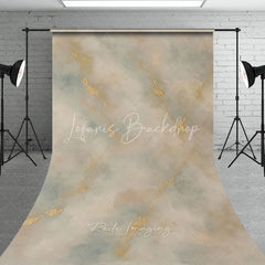 Lofaris Elegant Abstract Textured Sweep Backdrop Gold Accents and Soft Beige Blue Painterly Background