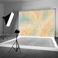 Lofaris Elegant Abstract Watercolor Photography Backdrop with Gold Veins Pastel Blue and Peach Artistic Studio Prop