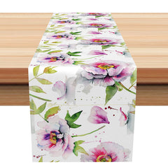 Lofaris Elegant and Cute Spring Floral Table Runner Fresh Pink Yellow Wildflowers Sweet Garden Party Decoration
