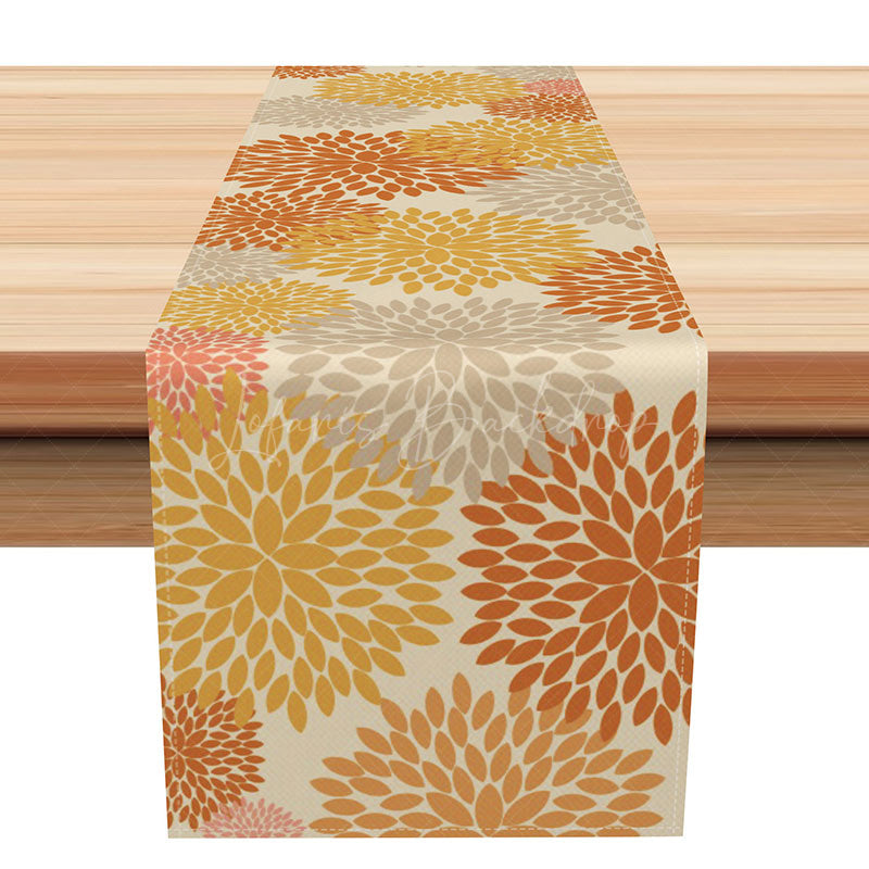 Lofaris Elegant Autumn Leaves Table Runner Repeating Brown Botanical Pattern Rustic Fall or Thanksgiving Kitchen Decor