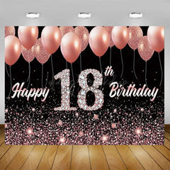 Lofaris Elegant Balloons Glitter Happy 18th Birthday Backdrop Sparkle Diamonds Womens Party Decor