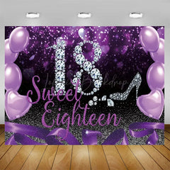 Lofaris Elegant Balloons Glitter Happy 18th Birthday Backdrop Sparkle Diamonds Womens Party Decor