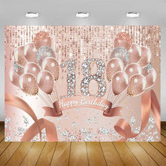 Lofaris Elegant Balloons Glitter Happy 18th Birthday Backdrop Sparkle Diamonds Womens Party Decor