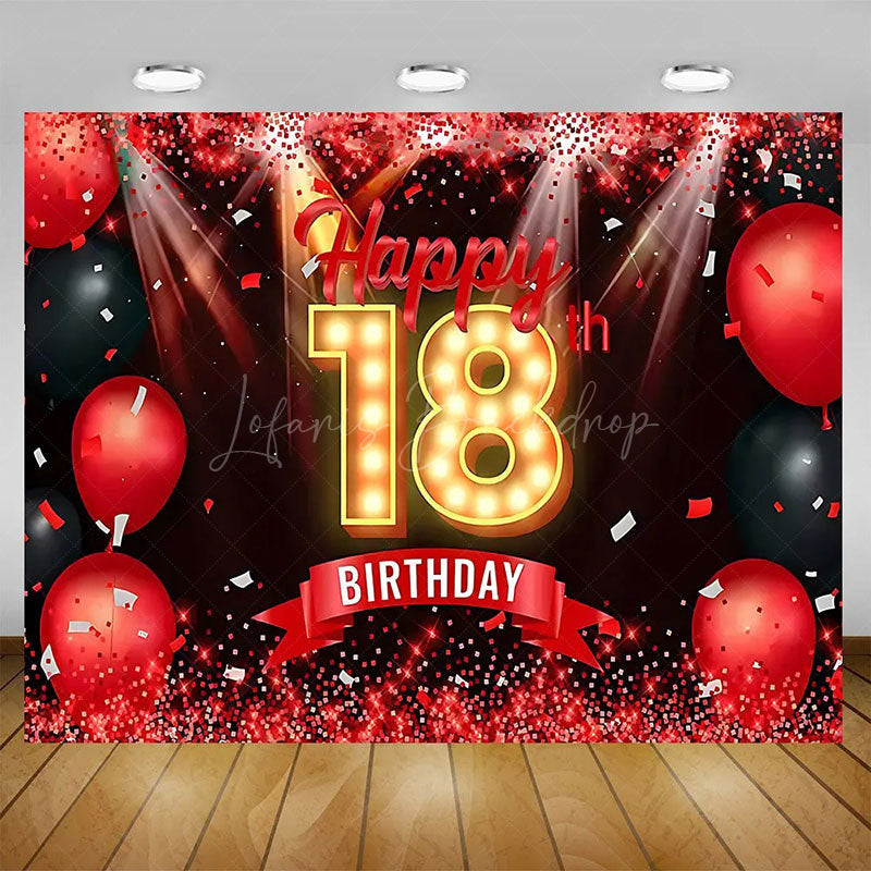Lofaris Elegant Balloons Glitter Happy 18th Birthday Backdrop Sparkle Diamonds Womens Party Decor