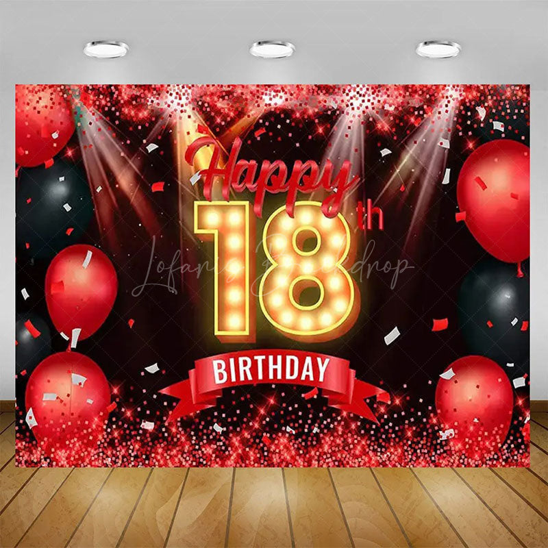Lofaris Elegant Balloons Glitter Happy 18th Birthday Backdrop Sparkle Diamonds Womens Party Decor