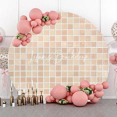Lofaris Elegant Beige and Cream Mosaic Tile Pattern Round Backdrop Neutral Textured Background for Versatile Decor
