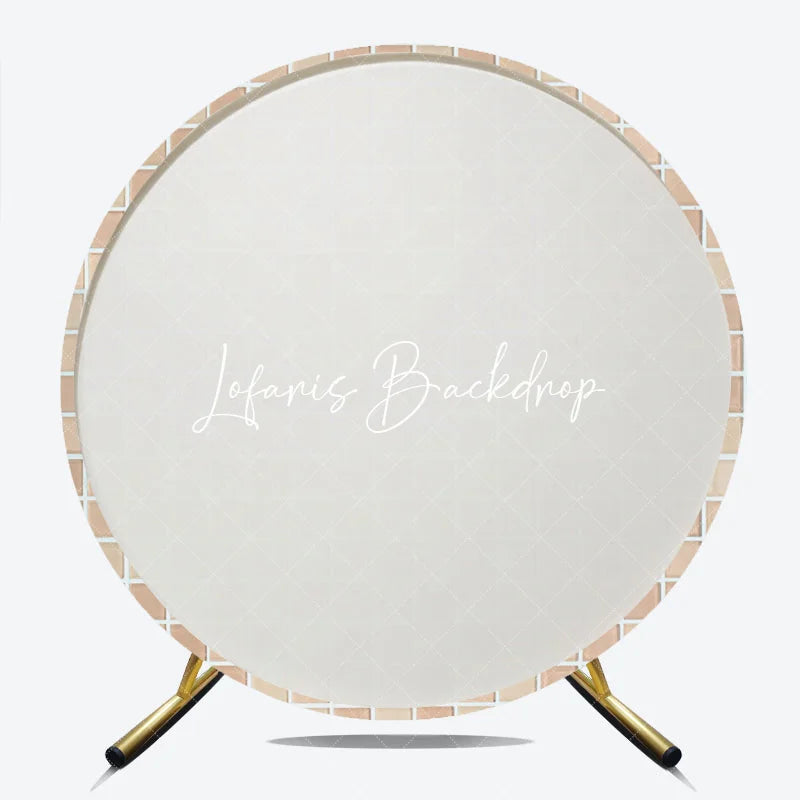 Lofaris Elegant Beige and Cream Mosaic Tile Pattern Round Backdrop Neutral Textured Background for Versatile Decor