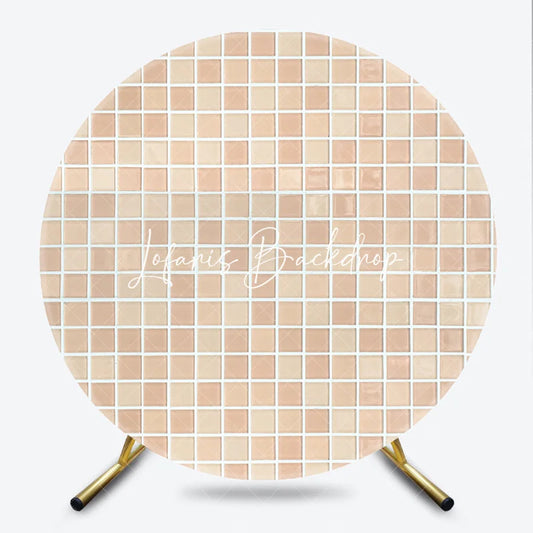 Lofaris Elegant Beige and Cream Mosaic Tile Pattern Round Backdrop Neutral Textured Background for Versatile Decor