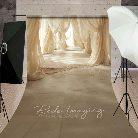 Lofaris Elegant Beige Flowy Drapery Maternity Sweep Backdrop