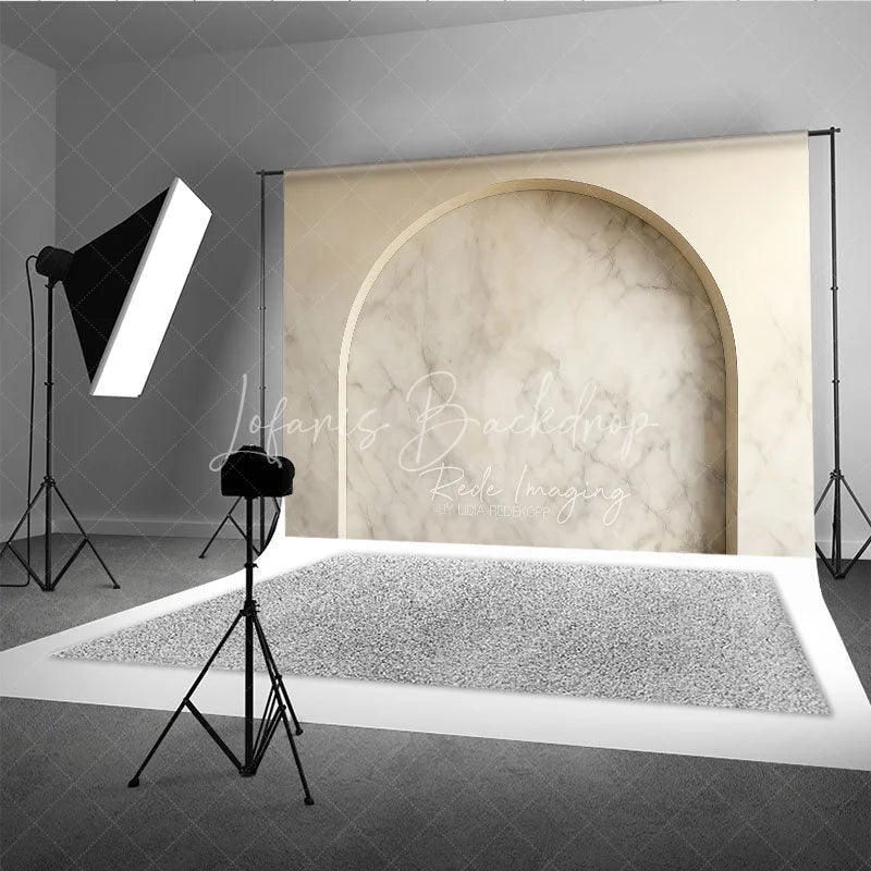 Lofaris Elegant Beige Marble Arch Photography Backdrop Modern Minimalist Studio Photo Prop for Product and Portrait