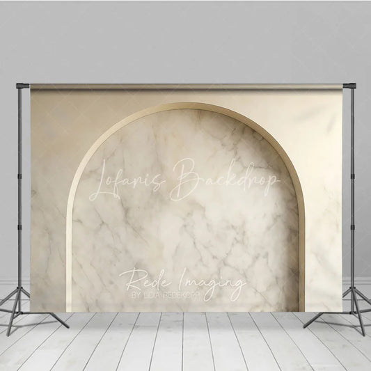 Lofaris Elegant Beige Marble Arch Photography Backdrop Modern Minimalist Studio Photo Prop for Product and Portrait