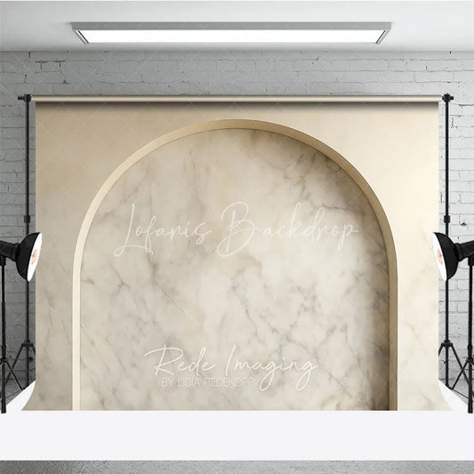 Lofaris Elegant Beige Marble Arch Photography Backdrop Modern Minimalist Studio Photo Prop for Product and Portrait