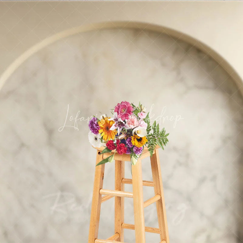 Lofaris Elegant Beige Marble Arch Photography Backdrop Modern Minimalist Studio Photo Prop for Product and Portrait