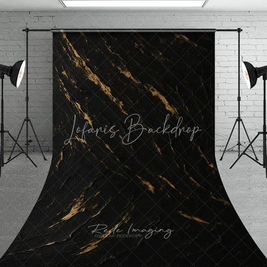 Lofaris Elegant Black and Gold Abstract Textured Sweep Backdrop Artistic Modern Design for Professional Photography Studio