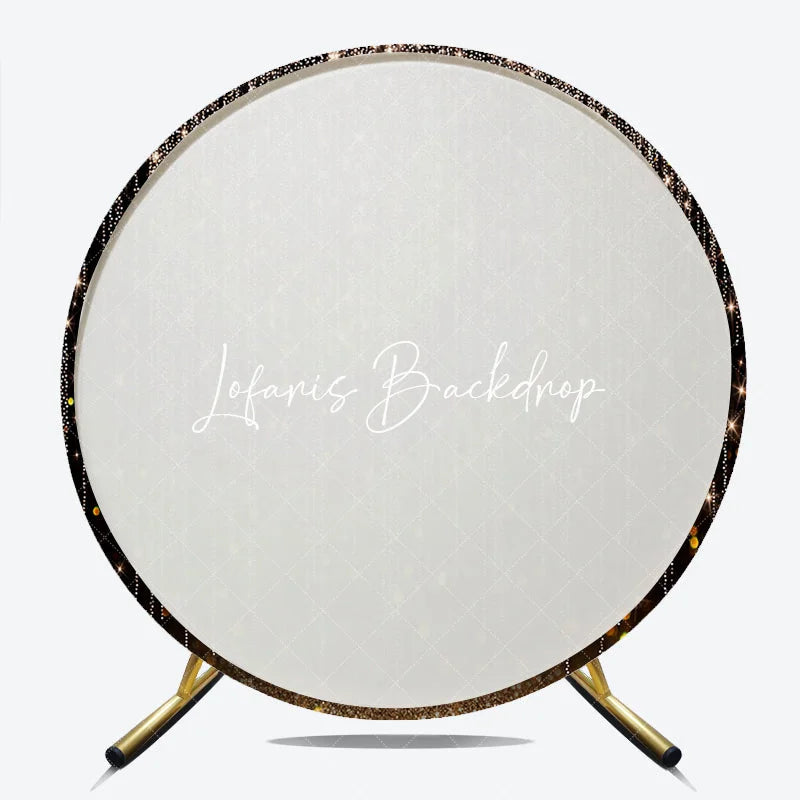 Lofaris Elegant Black and Gold Glitter String Lights Round Backdrop Sparkling Bokeh for Festive Party Celebration Decor