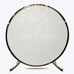 Lofaris Elegant Black and Gold Happy Birthday Round Backdrop Sparkling Stars Glitter for Party Celebration