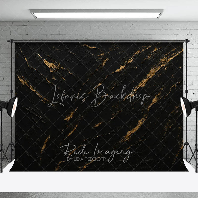 Lofaris Elegant Black and Gold Textured Abstract Photography Backdrop Dark Moody Artistic Portrait Studio for Photoshoot