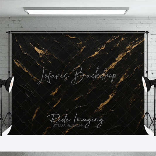 Lofaris Elegant Black and Gold Textured Abstract Photography Backdrop Dark Moody Artistic Portrait Studio for Photoshoot