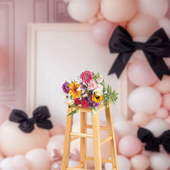 Lofaris Elegant Black Bow Tie Balloon Valentines Day Backdrop