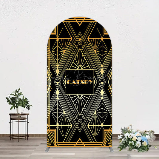 Lofaris Elegant Black Gold Gatsby Birthday Arch Backdrop