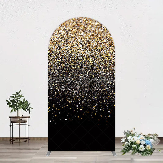 Lofaris Elegant Black Gold Glitter Birthday Arch Backdrop